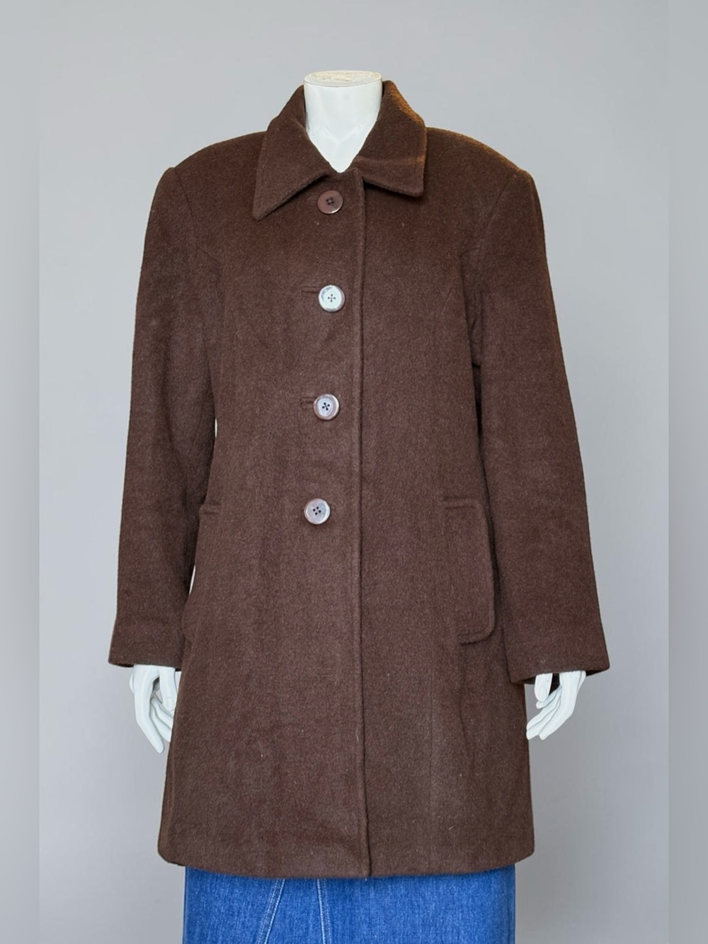 Vintage Chocolate Brown Superfine Alpaca Wool Coat XL Car Coat lightweight Fall